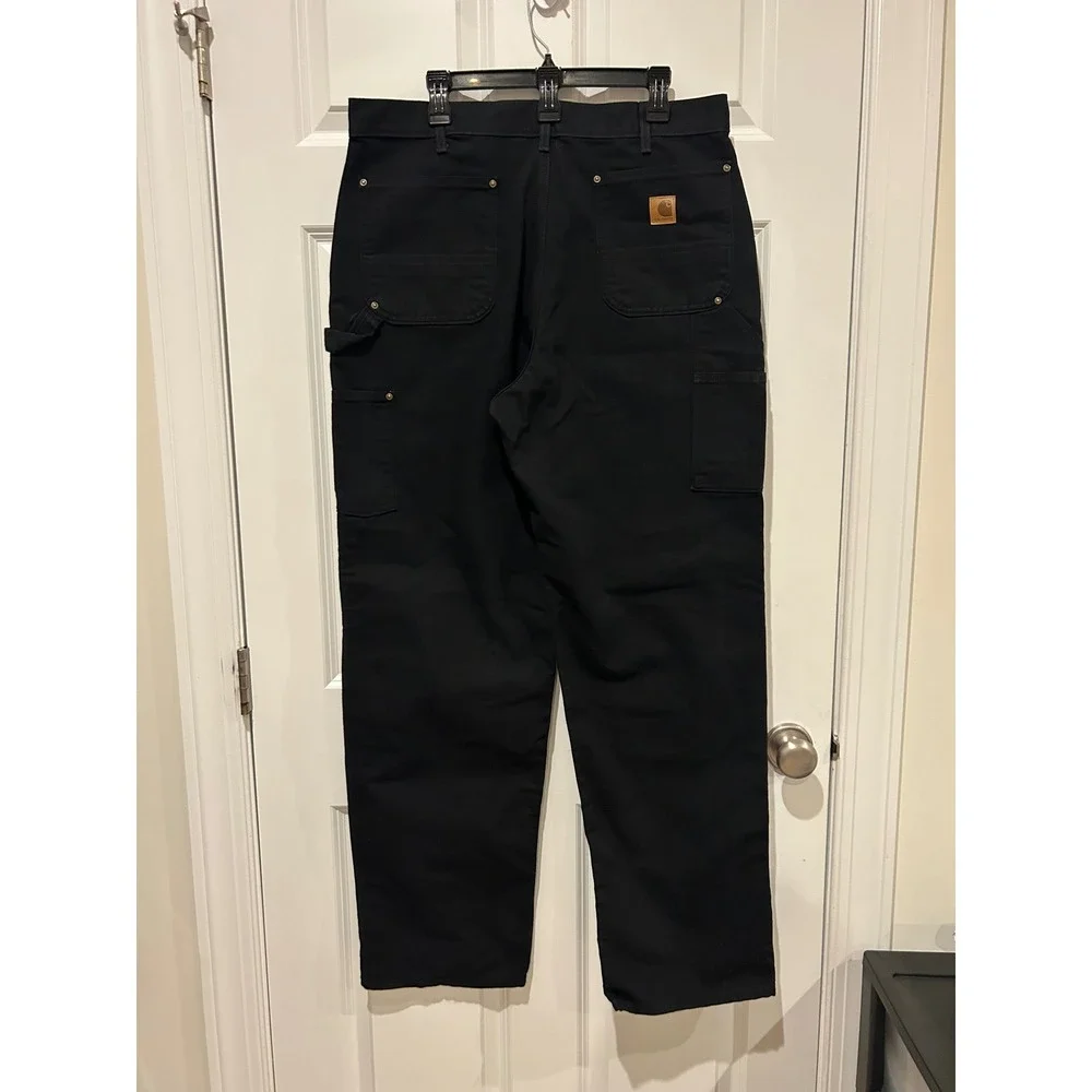 Carhartt B136 BLK Men's 36x34 Double Knee Canvas Duck Pants Loose Fit Black EUC